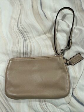 Coach Taupe Leather Wristlet with Strap